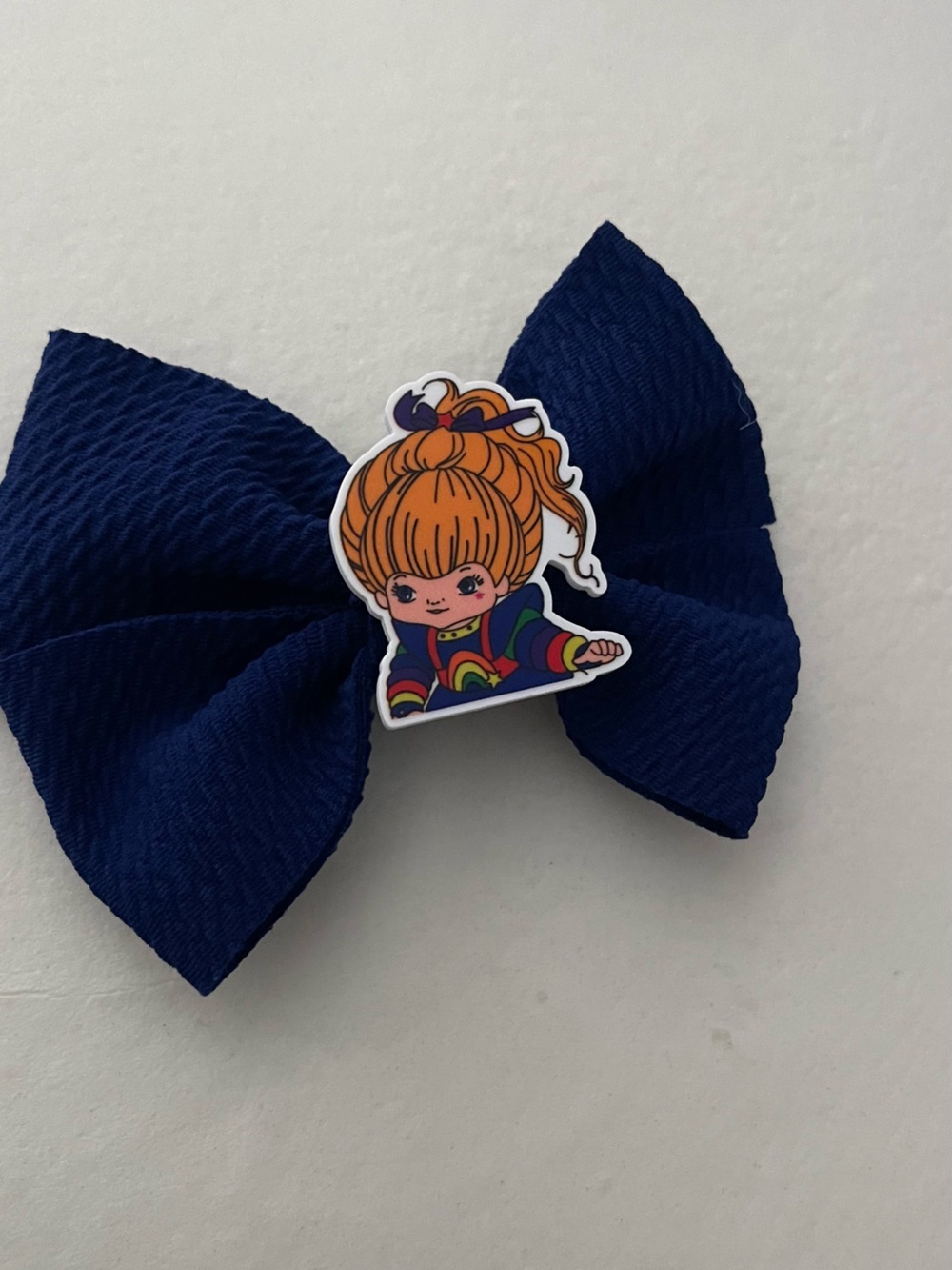 Navy Blue  Hair Bow with Colorful Character Accent